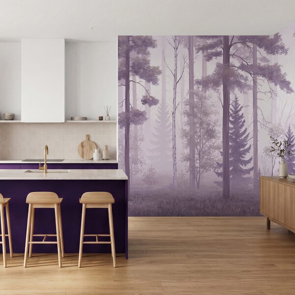 Carta da parati Wall mural Foggy forest with trees, Carta da parati Natura, Carta da parati popolare, t00978v3 - Tapeko.it