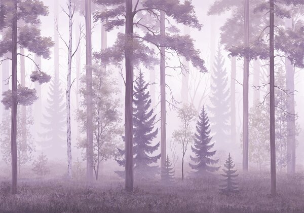 Carta da parati Wall mural Foggy forest with trees, Carta da parati Natura, Carta da parati popolare, t00978v3 - Tapeko.it