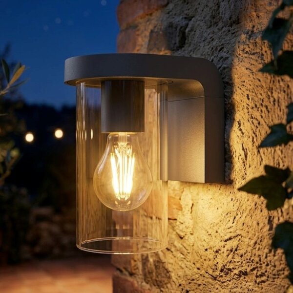 Applique moderno top light lugano ap ga e27 led ip54 alluminio vetro - Top Light