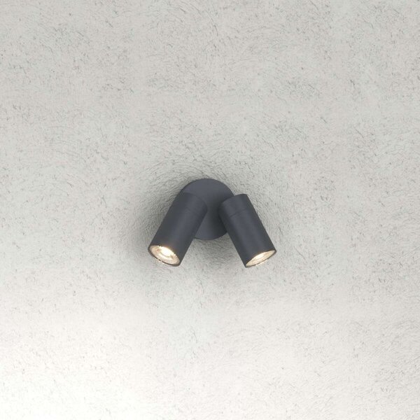 Applique moderno top light oslo 2 ga gu10 led ip65 orientabile alluminio vetro - Top Light