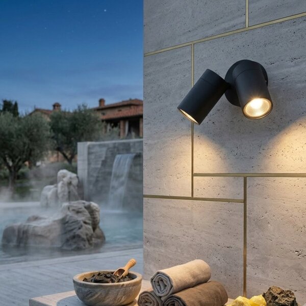 Applique moderno top light oslo 2 ga gu10 led ip65 orientabile alluminio vetro - Top Light