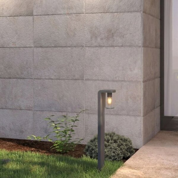 Lampioncino moderno top light lugano pa80 ga e27 led ip54 alluminio vetro - Top Light