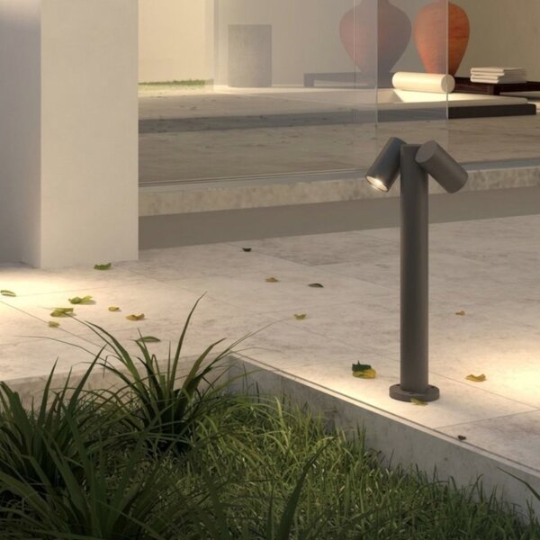 Lampioncino moderno top light oslo pa50 pa80 2 ga gu10 led ip65 orientabile alluminio vetro - Top Light