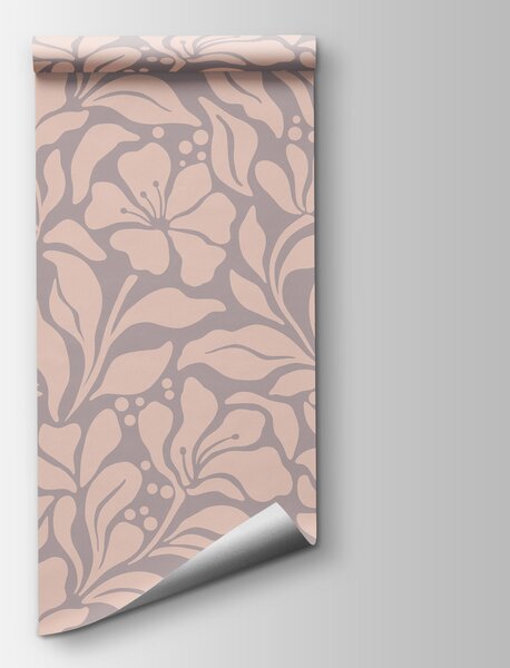 Carta da parati Motivo floreale su sfondo rosa, Carta da parati design, Carta da parati popolare, t00983v1 - Tapeko.it
