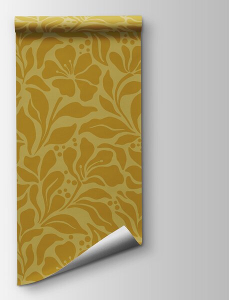 Carta da parati Motivo giallo e bianco, Carta da parati design, Carta da parati popolare, t00983 - Tapeko.it