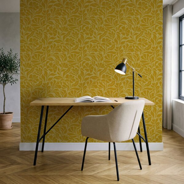 Carta da parati Motivo giallo e bianco, Carta da parati design, Carta da parati popolare, t00983 - Tapeko.it