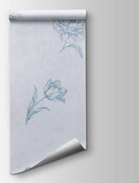 Carta da parati Motivo floreale blu e bianco, Carta da parati Floreale, Carta da parati popolare, t00984 - Tapeko.it