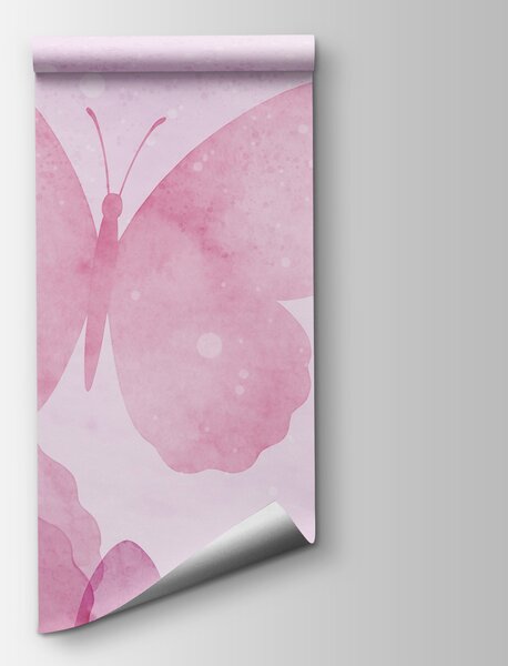 Carta da parati Gruppo di farfalle su sfondo rosa, Carta da parati Farfalle, Carta da parati popolare, t00986v1 - Tapeko.it