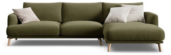 Divano angolare verde (con penisola a destra/con chaise lounge) con rivestimento in velluto Naomi – Micadoni