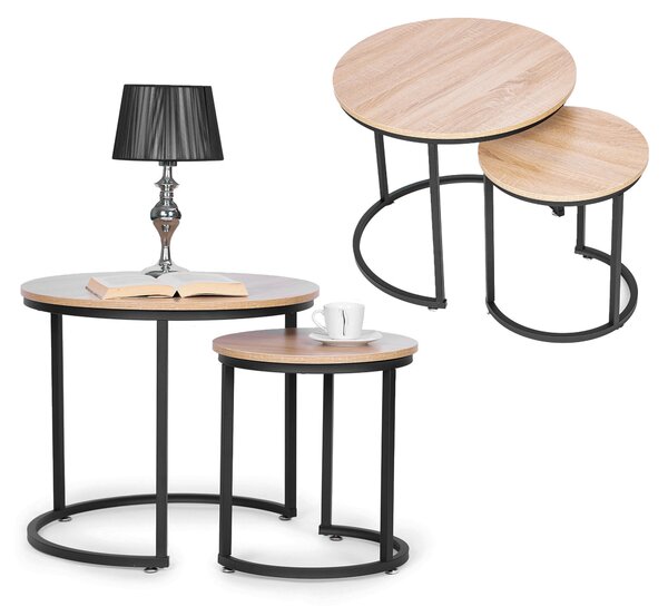 Set di 2 tavolini bassi, design Loft rotondo