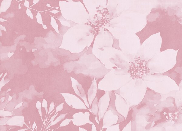 Carta da parati Motivo floreale rosa con fiori bianchi, Carta da parati Floreale, Carta da parati popolare, t00995v3 - Tapeko.it