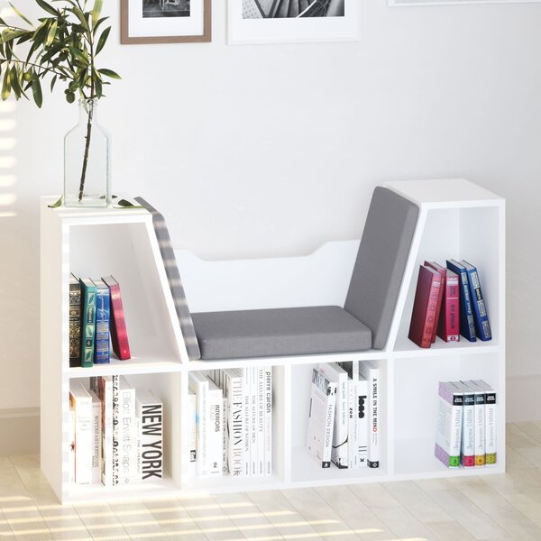 HOMCOM Libreria Scaffale 2 in 1 con Cuscini Morbidi e 6 Scomparti, Mobile Libreria Multiuso per Libri e Giochi, Scaffale a 6 Cubi per Soggiorno, Camera da Letto e Ufficio, 102x30x61 cm, Bianco | Aosom Italy