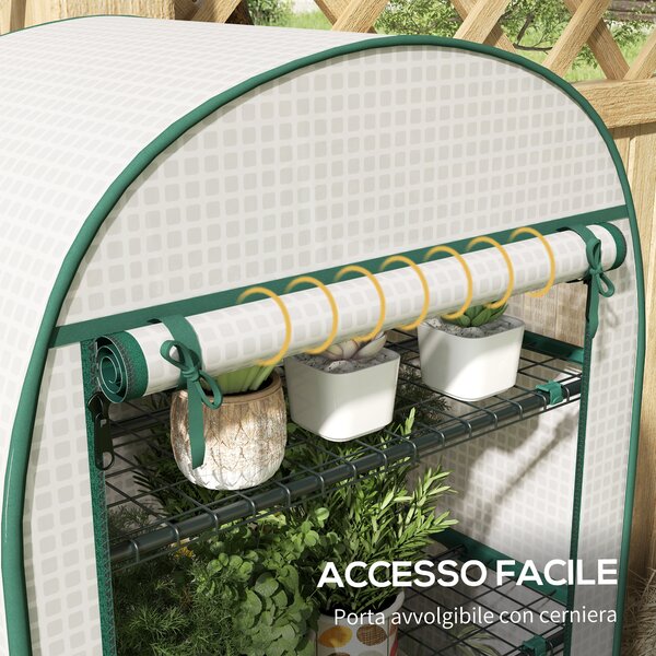 Outsunny Serra da Giardino Verticale con 4 Ripiani in Metallo e Copertura in PE, 80x50x160 cm, Bianco | Aosom Italy