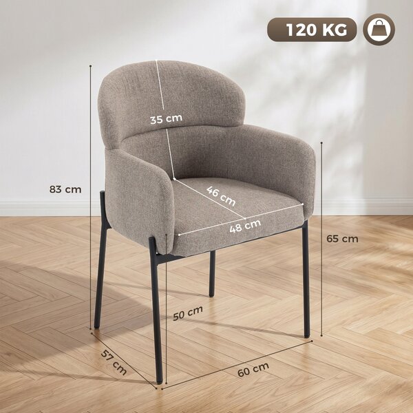 HOMCOM Poltrona d'Accento Moderna, Poltrona in Chenille con Schiuma ad Alta Densità, Schienale Ergonomico, Gambe in Metallo, Marrone Chiaro | Aosom Italy