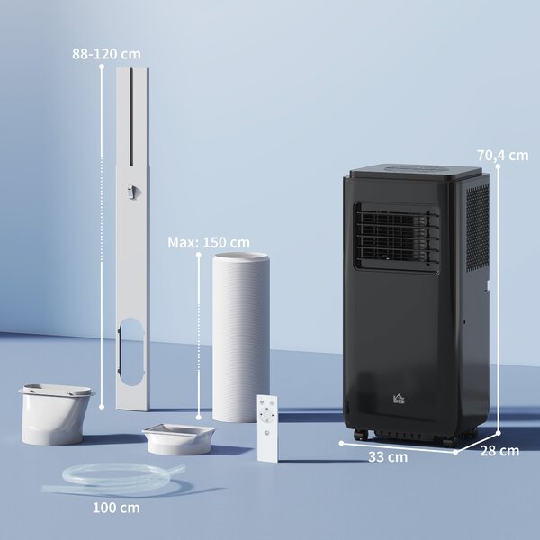 HOMCOM Condizionatore Portatile 950W con 5 Modalità e 3 Velocità, in Plastica ABS e Acciaio, 33x28x70.4 cm, Nero|Aosom