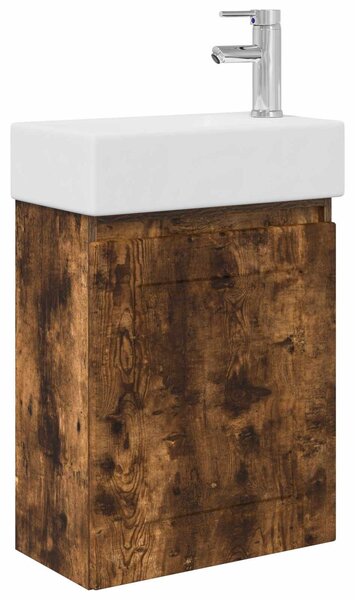 Mobile bagno con rubinetto Rovere Fumo 45,5 x 22,5 x 84 cm