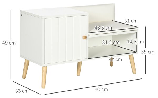 HOMCOM Scarpiera da Ingresso con Seduta Imbottita e Armadietto per 4 Paia di Scarpe, 80x33x49cm, Bianco