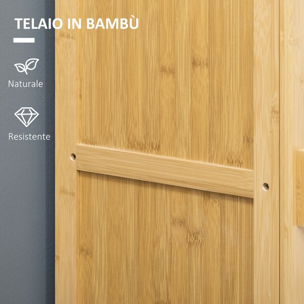 HOMCOM Mobile Bagno Stretto in Bambù, Mobiletto Bagno Salvaspazio con 4 Ripiani e Porta a Doghe, 40x30x140 cm, Naturale | Aosom Italy