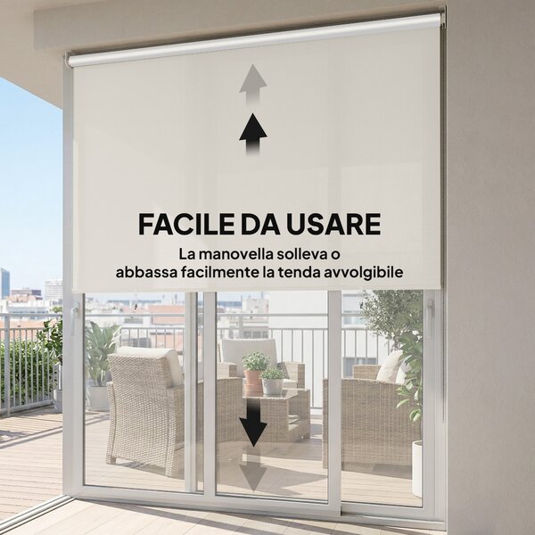 Outsunny Tenda a rullo esterna 2,4 x 1,6 m tenda oscurante verticale schermante retrattile impermeabile, anti-UV30+, crema | Aosom Italy