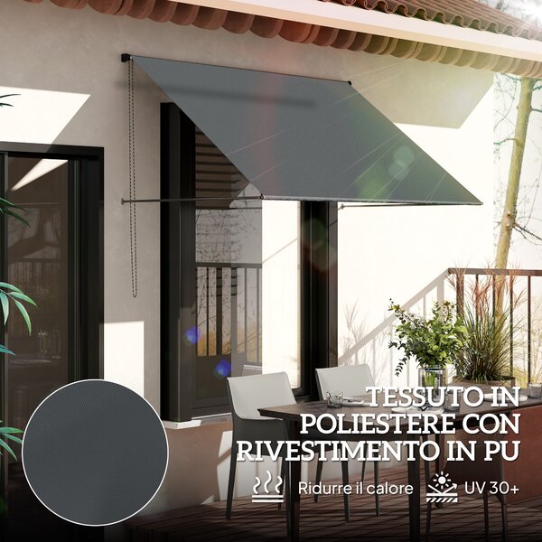 Outsunny Tenda da sole manuale tenda retraibile Inclinazione regolabile 195 x 120 cm protezione UV alluminio poliestere grigio scuro | Aosom Italy