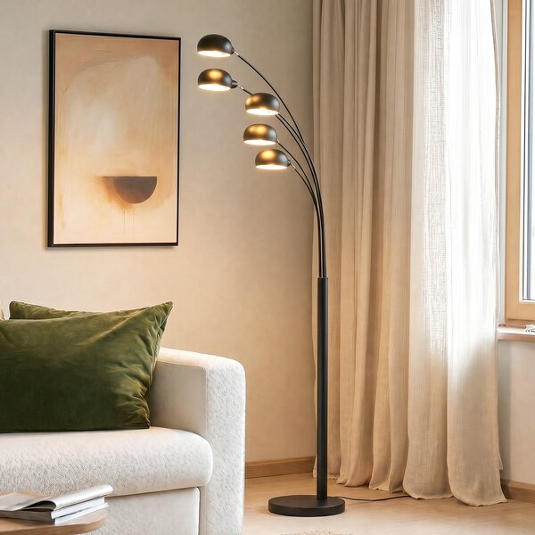 Lampada da terra Lindby, Jewa, Nero, Soggiorno, Metallo, Moderno