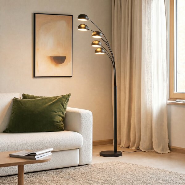Lampada da terra Lindby, Jewa, Nero, Soggiorno, Metallo, Moderno