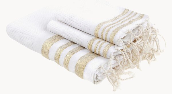 Set di 3 asciugamani in cotone fatto a mano Hamptons