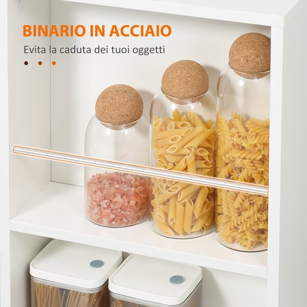 HOMCOM Carrello da Cucina Portavivande in Legno con 2 Ripiani e Ruote, 60x38x77cm, Bianco|Aosom