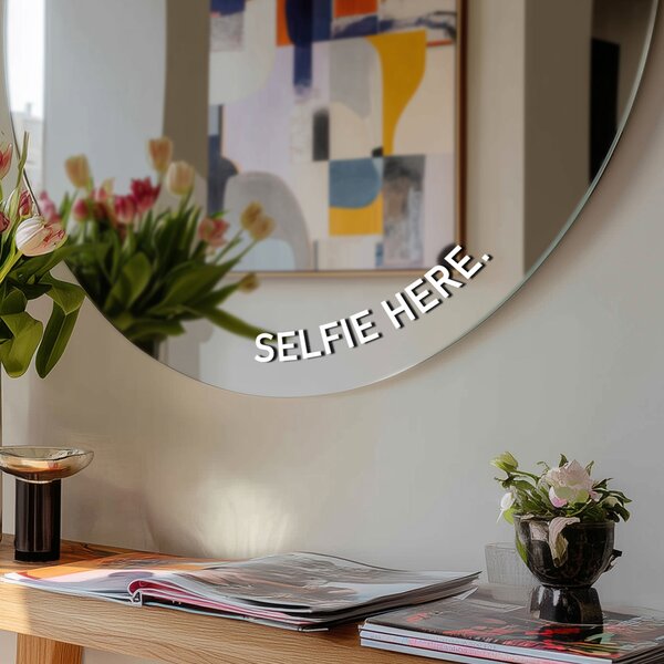 Adesivo per specchio S49 – SELFIE HERE. (round)
