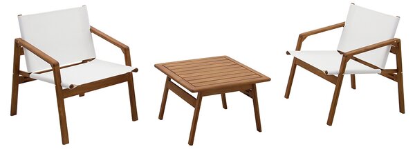 Salotto da giardino bianco e legno massiccio PADANG