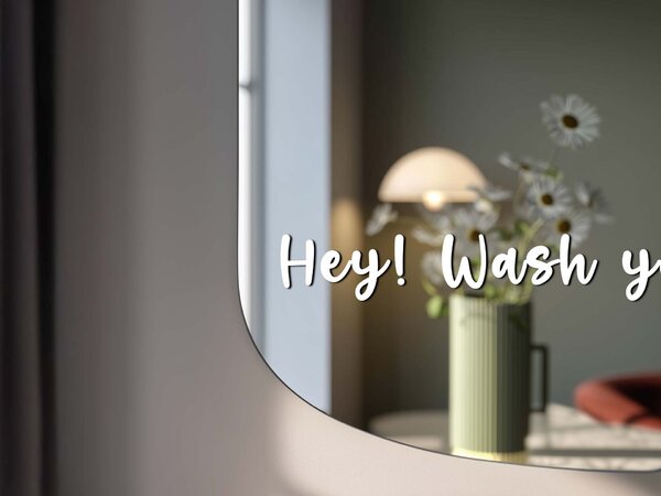 Adesivo per specchio S32 – Hey! Wash your hands