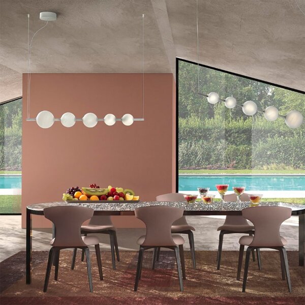 Lampadario led promoingross stick s120 wh 5055lm led dimmerabile alluminio vetro alabastrato - Promoingross