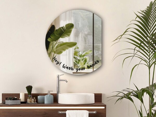 Adesivo per specchio S47 – Hey! Wash your hands. (round)