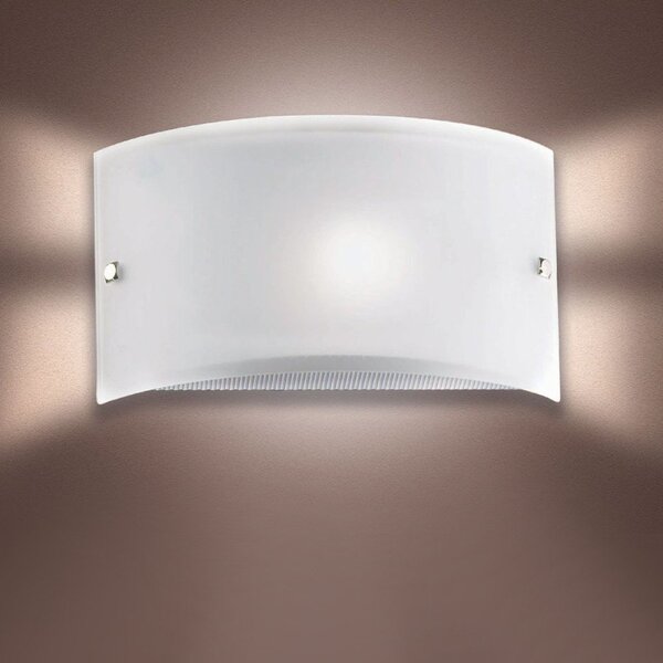 Applique illuminando ap fascia bianca g e27 led moderna fascia vetro satinato opaco - Illuminando