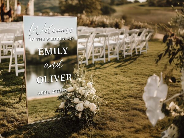 Adesivo personalizzato per specchio S50 – Welcome to the wedding of