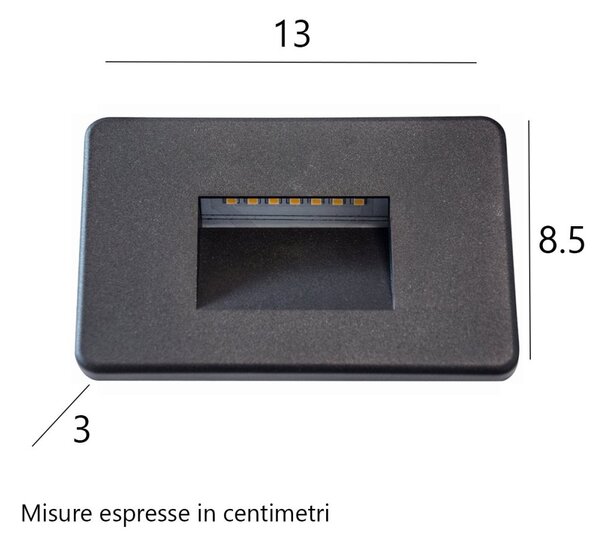 Faretto incasso top light intro ga 2w led cct 100lm ip65 230v antracite policarbonato - Top Light