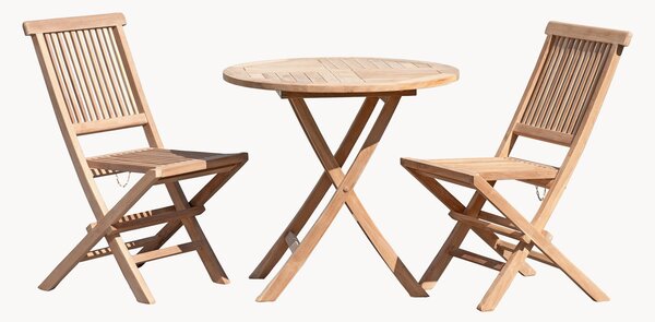 Set da giardino pieghevole in legno di teak Fun, set da 3
