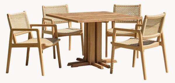 Set da pranzo da giardino in legno di teak Valeria, set da 5