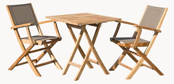Set da giardino pieghevole in legno di teak Fun, set da 3