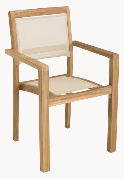 Set di 2 sedie da giardino in legno di teak con braccioli Fun