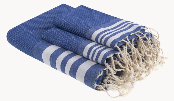 Set di 3 asciugamani in cotone fatto a mano Hamptons