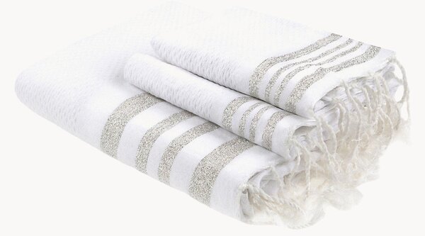 Set di 3 asciugamani in cotone fatto a mano Hamptons