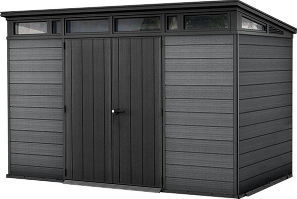 Casetta da giardino Keter Cortina 117 - 342x218x226cm - plastica - grigio - Evotech - resistente alle intemperie + senza manutenzione