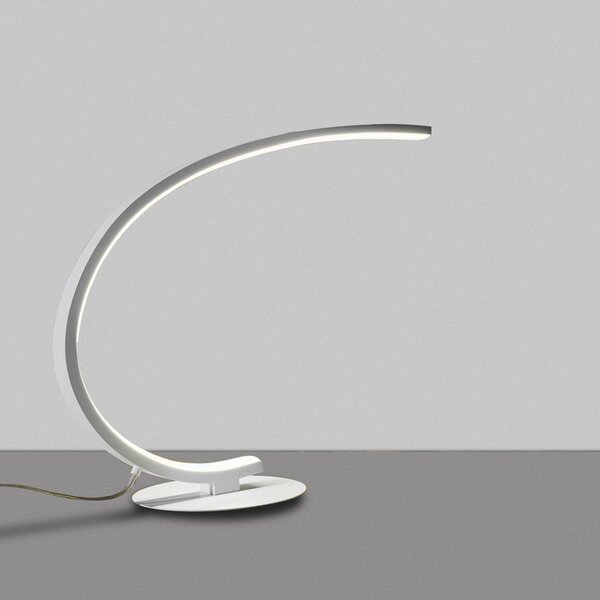 Lampada da tavolo IOLE L - Struttura in alluminio bianco opale, LED 12W 600lm 3000K, Dimmerabile Push integrato - Design Minimalista Gealuce