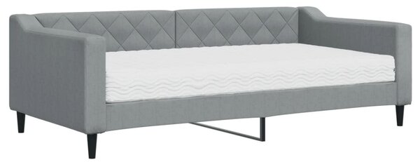 VidaXL Letto da giorno con materasso grigio chiaro 90x190 cm in tessuto