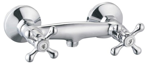 Beverley Mechanical Shower Mixer Tap - ROUSSEAU - Retro Style - Ceramic Head - Brass - Chrome