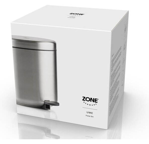 Cestino per la spazzatura color argento opaco in acciaio inox con pedale 4 l Ume – Zone
