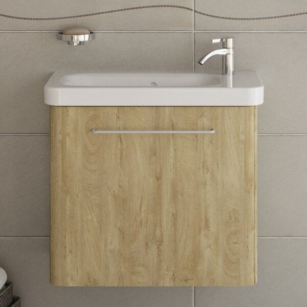 Kamalu mobiletto bagno 60 cm profondità ridotta colore rovere | lac-iris-60-r