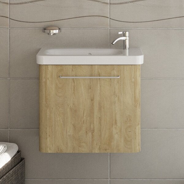 Kamalu mobiletto bagno 60 cm profondità ridotta colore rovere | lac-iris-60-r