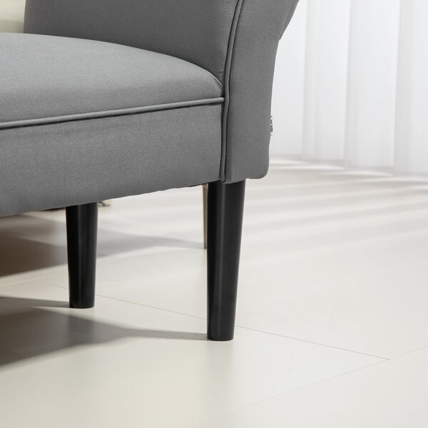 HOMCOM Panca Fondoletto Rivestita in Lino Sintetico con Gambe in Legno Braccioli e Seduta Imbottita Grigio Scuro | Aosom Italy